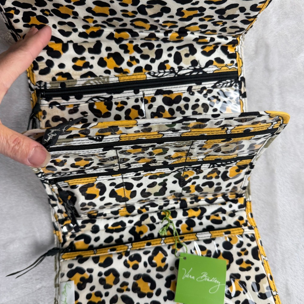 Vera Bradley Hanging Travel Organizer Quilted‎ Floral Leopard Yellow Black White - Picture 3 of 8
